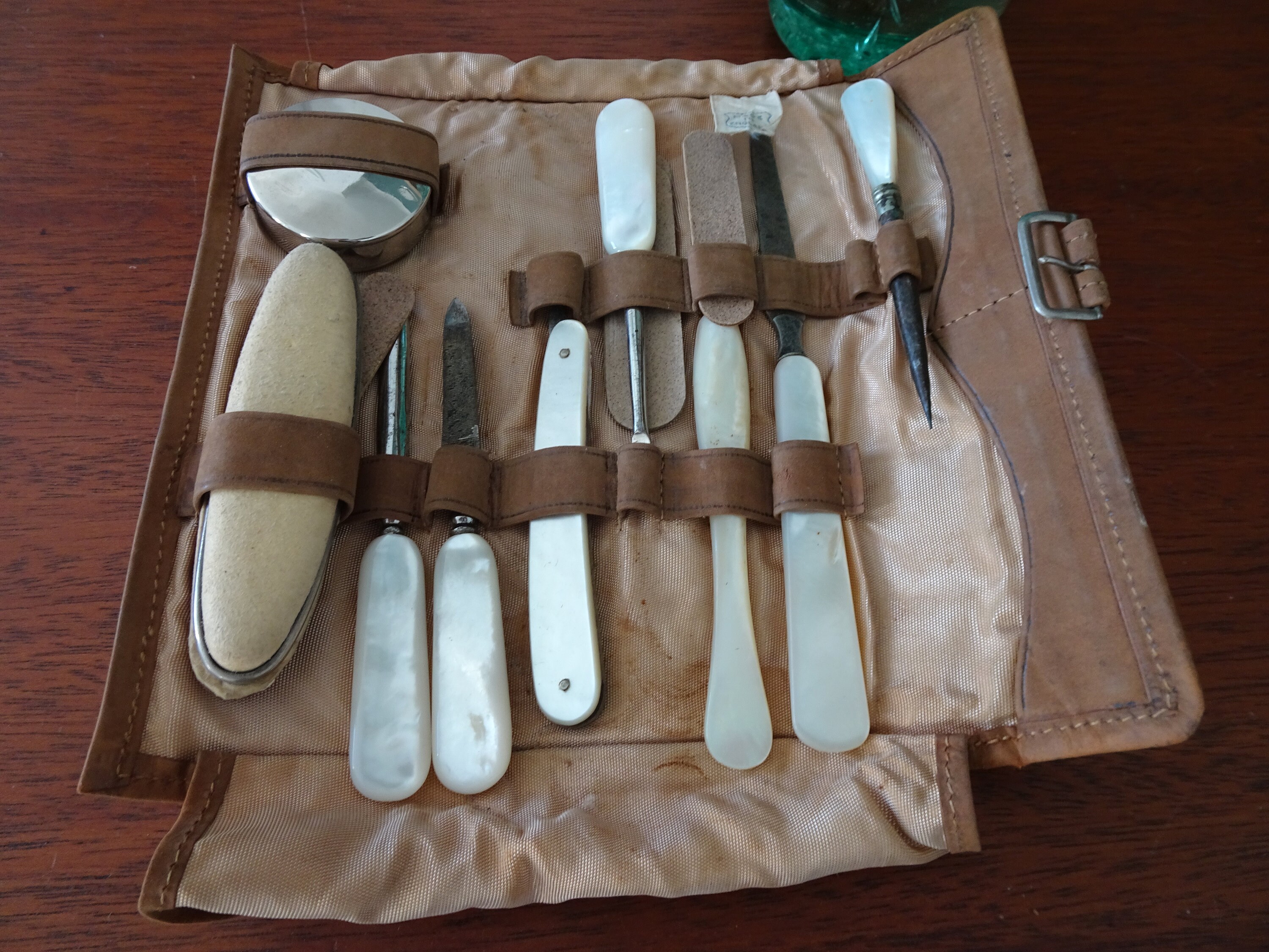 Vintage Manicure Set in Soft Leather Case Mother of Pearl Etsy