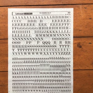 Vintage Letraset Dry Transfer Sheet: 36pt Modern Font