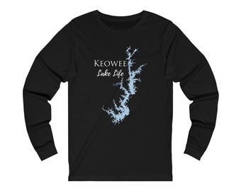 Keowee Cotton Long Sleeve Shirt - Unisex Jersey Long Sleeve Tee - South Carolina Lake