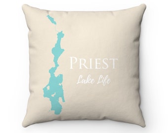 Priest Lake Life Spun Polyester Square Pillow - Idaho Lake