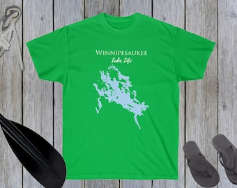 Winnipesaukee Lake Life Heavy Cotton Tee - New Hampshire Lake