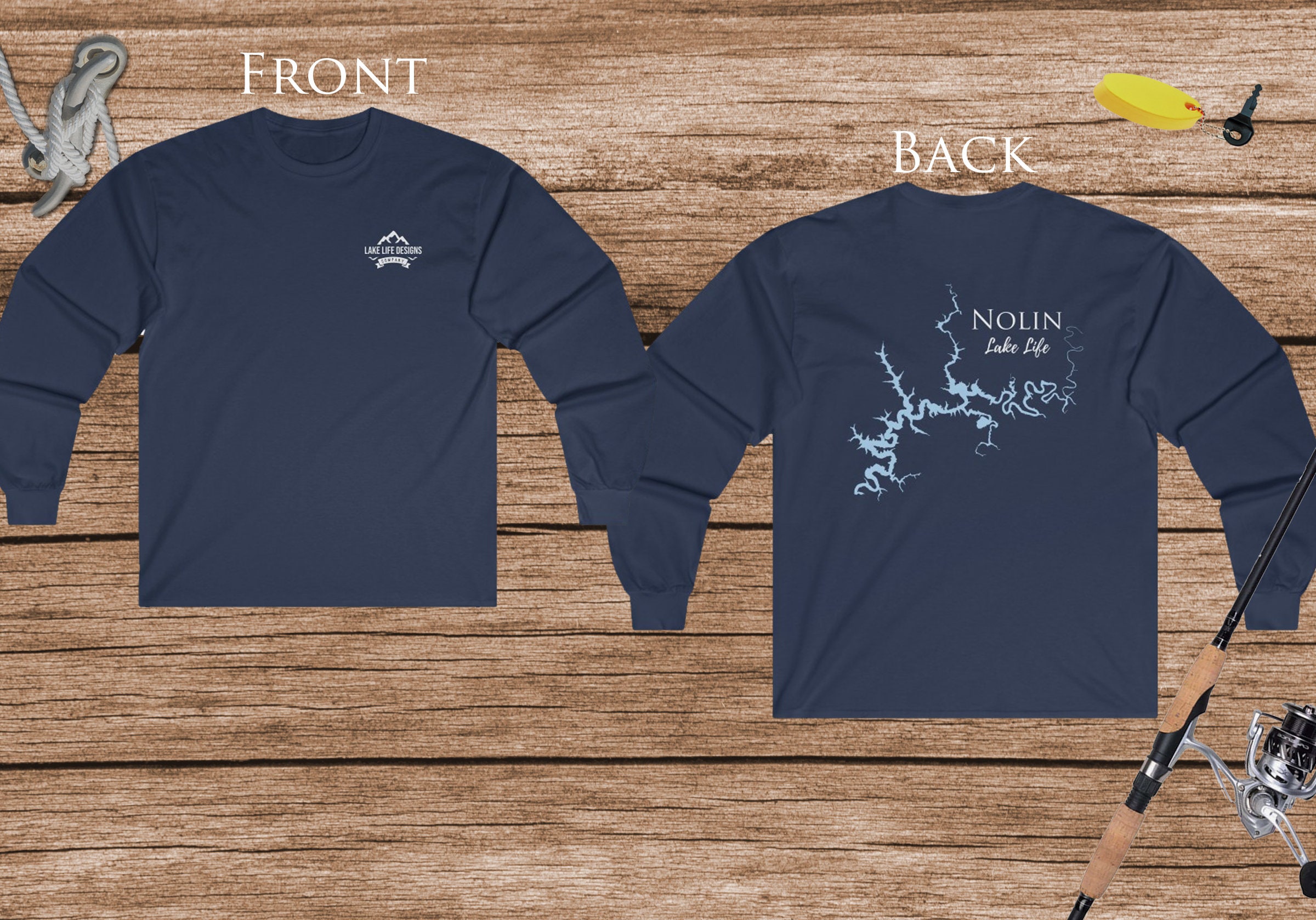 Nolin Lake Life Cotton Long Sleeve Shirt - Front & Back
