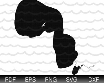 Higgins Lake Michigan kaart vorm Instant Download EPS SVG DXF Lake Higgins digitale vector vorm