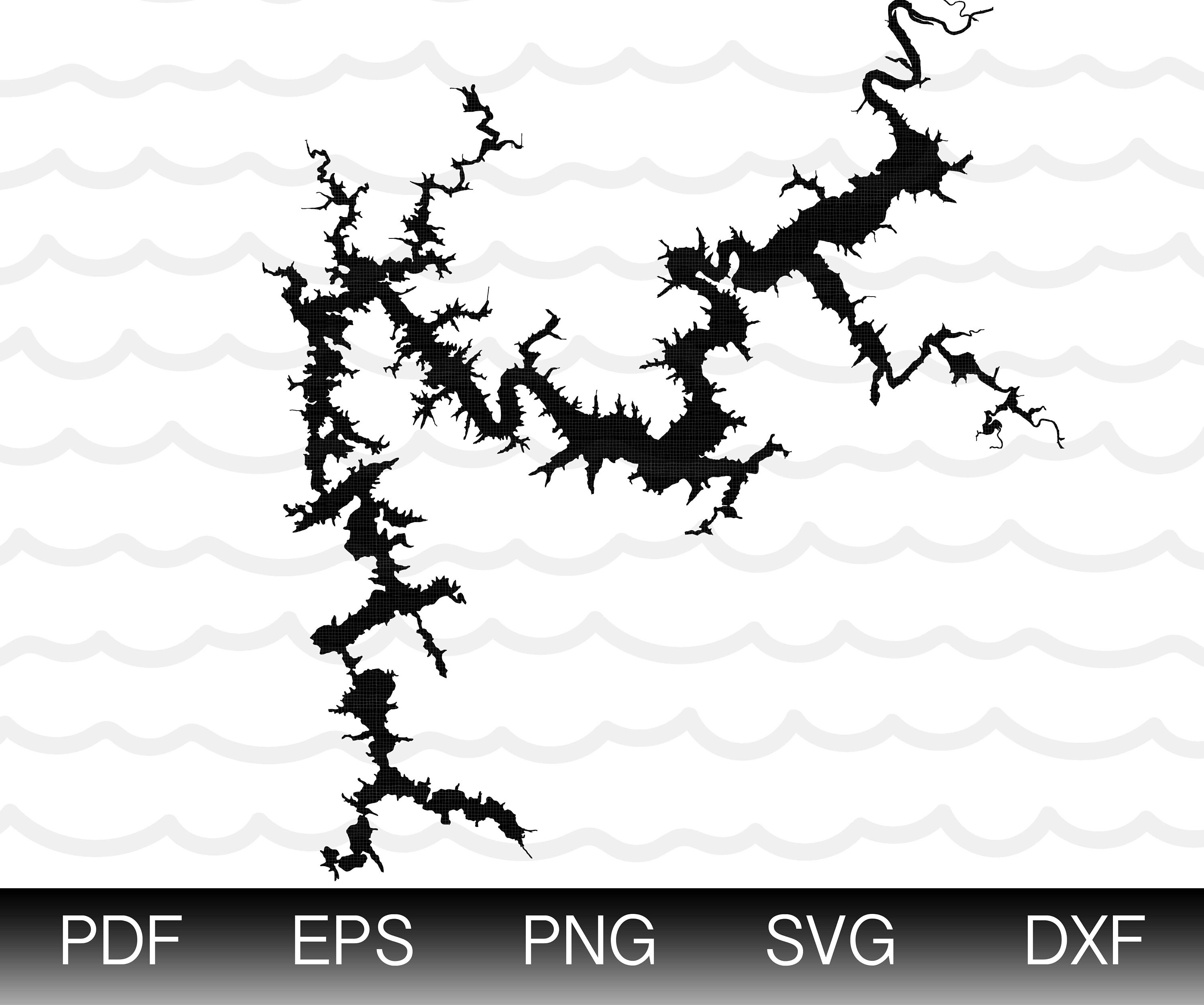 Lake Allatoona Map Shape Instant Download EPS SVG DXF  Lake Allatoona Digital Vector Shape