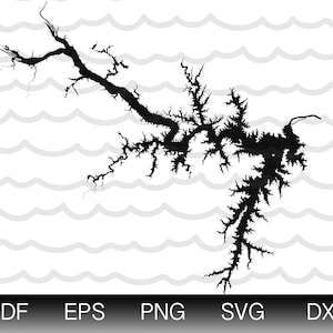 Kerr Lake Karte Form Instant Download EPS SVG DXF Buggs Island Lake Digitale Vektor Form