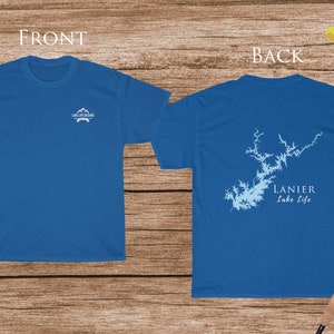 Lanier Lake Life Heavy Cotton Tee - Front and Back Print - Georgia Lake