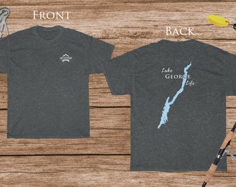 Lake George Life - Cotton Short Sleeved - FRONT & BACK PRINTED - Short Sleeved Cotton Tee -  New York Lake