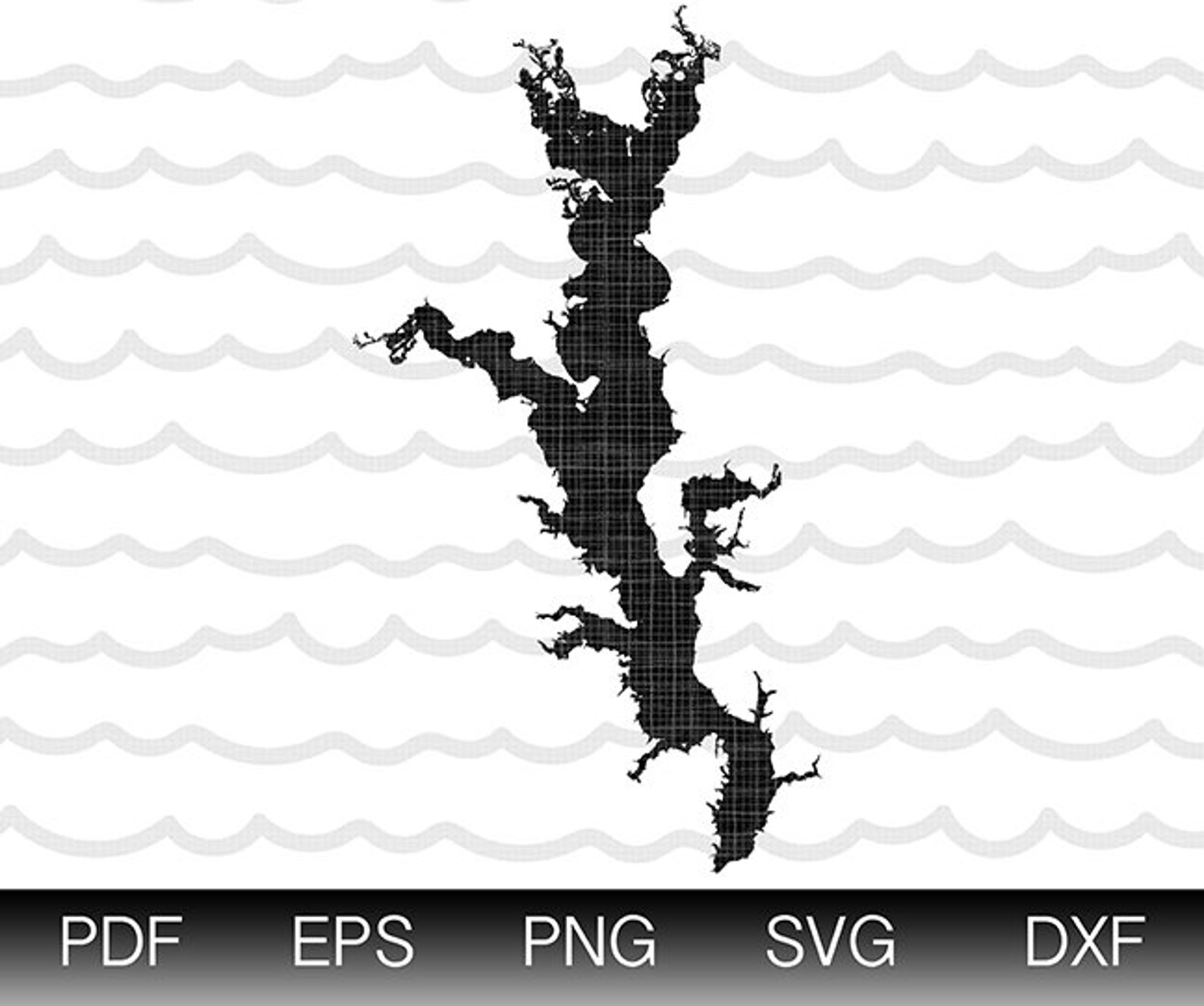 Lake Palestine TX Map Shape Instant Download Eps SVG DXF Lake Etsy