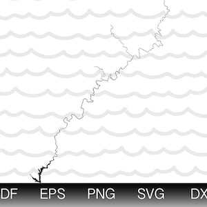 チャトゥーガ川 - 地図形状の即時ダウンロード EPS SVG DXF 湖セクション 1 から 4 - サウスカロライナ州とジョージア州のデジタルベクター形状