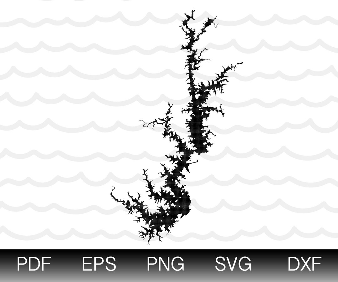 Lake Keowee Map Shape Instant Download EPS SVG DXF Lake Keowee Digital Vector Shape Etsy