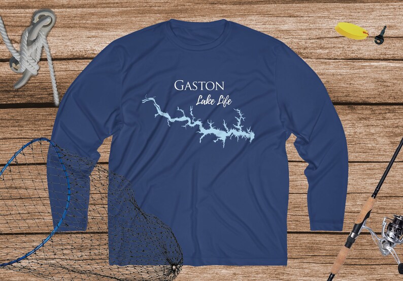 Gaston Lake Life Dri-fit Fishing Shirt Breathable North Carolina Virginia Lake Men/'s Long Sleeve Moisture Absorbing Tee