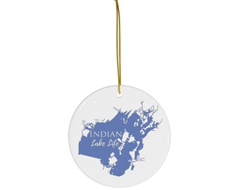 Indian Lake Life Ceramic Ornament - Classic Christmas Ornaments - Ohio Lake