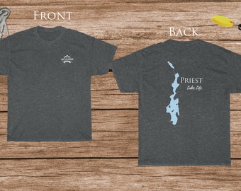 Priest Lake Life - Cotton Short Sleeved - FRONT & BACK PRINTED - Short Sleeved Cotton Tee - Idaho Lake