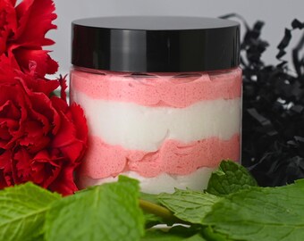 Candy Cane Whipped Sugar Scrub, Shea Butter, Peppermint Essential Oil, Sugar Fragrance