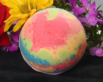 Rainbow Pride Bath Bomb, Berry Lemonade, LGBTQ+ Handmade Self Care Gift (Large)