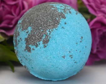 Berry Banshee  Bath Bomb, Blueberry & Cotton Candy Scented, Sweet Almond Oil, Epsom Salts (Large)