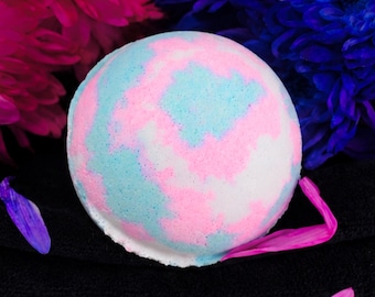 Trans Pride Bath Bomb, Cotton Candy Scent, Trans Self Care Gift (Large)