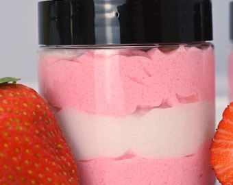 Strawberries & Cream Whipped Sugar Scrub, Shea Butter Body Frosting