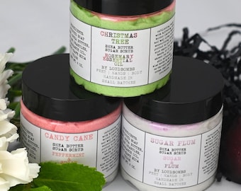 Holiday Whipped Sugar Scrubs, Shea Butter, Essential Oil