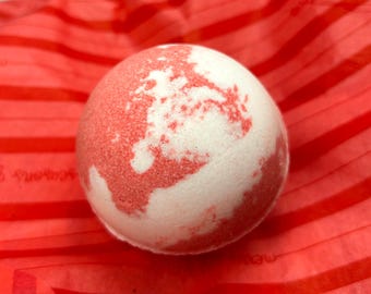 Candy Cane Bath Bomb, Peppermint Essential Oil & Sugar Scent, Sweet Almond Oil, Epsom Salts