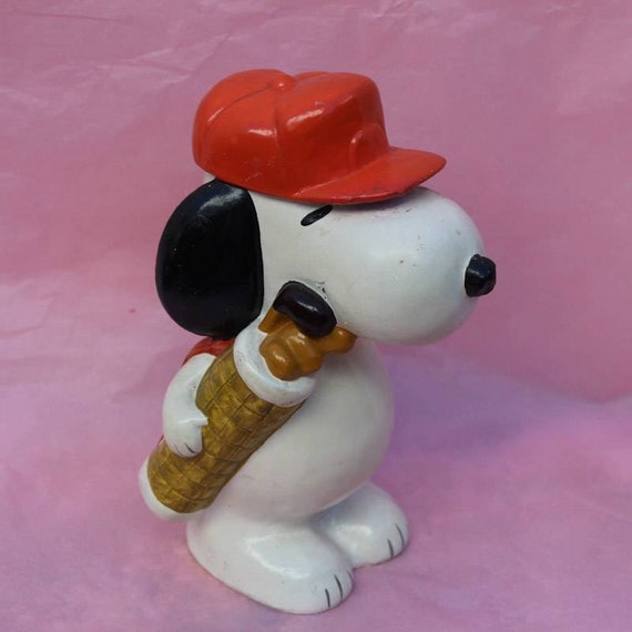 Rare Vintage Snoopy Golfing Golfer Piggy Bank // Snoopy Money Etsy