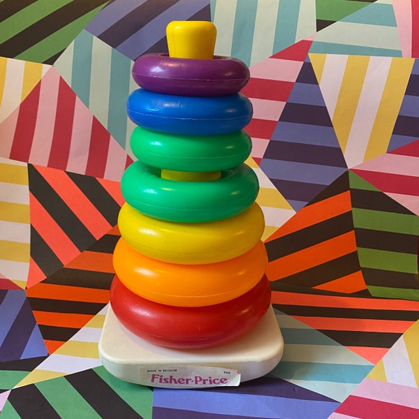 Vintage Fisher Price Baby Stacking Rings Toy // Made In Belgium // Retro Pretend Play Baby Kids Classic Toy // Vintage Baby Fisher Price Toy