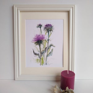 Thistle Watercolor, Thistle Plant, Wildflowers Art Print, Thistle Flower, Cirsium Plant Watercolor, Scottish Flower, Purple Wildflowers