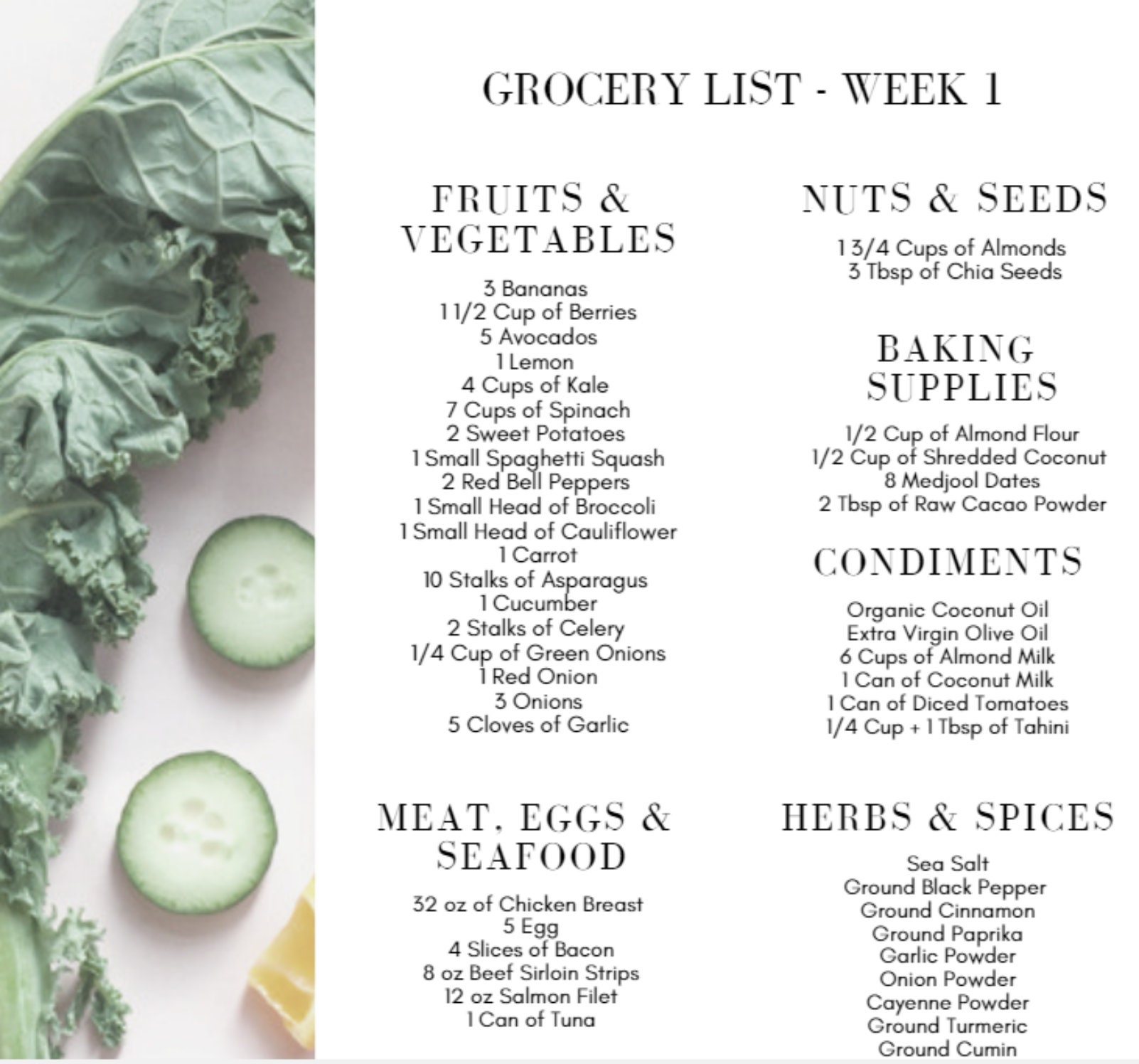 4 Week Clean Eating Plan With Grocery List - Etsy