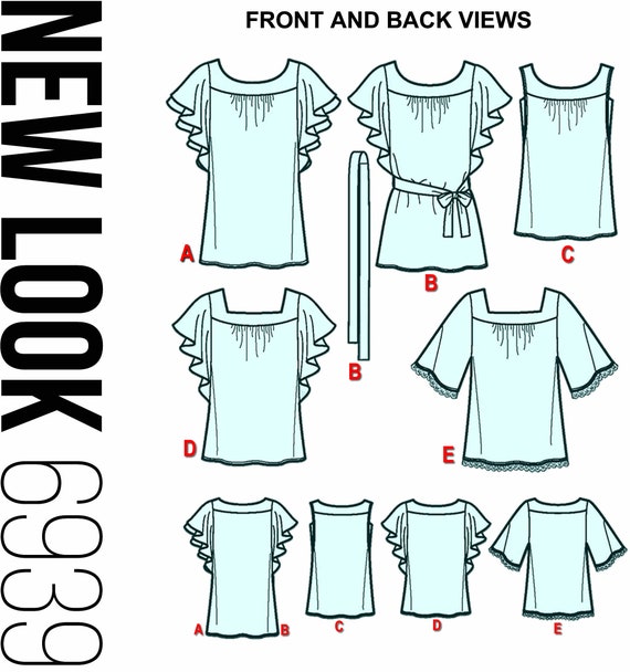 New Look 6939 Yoked Summer Tops Modest High Neck Flutter or Elbow