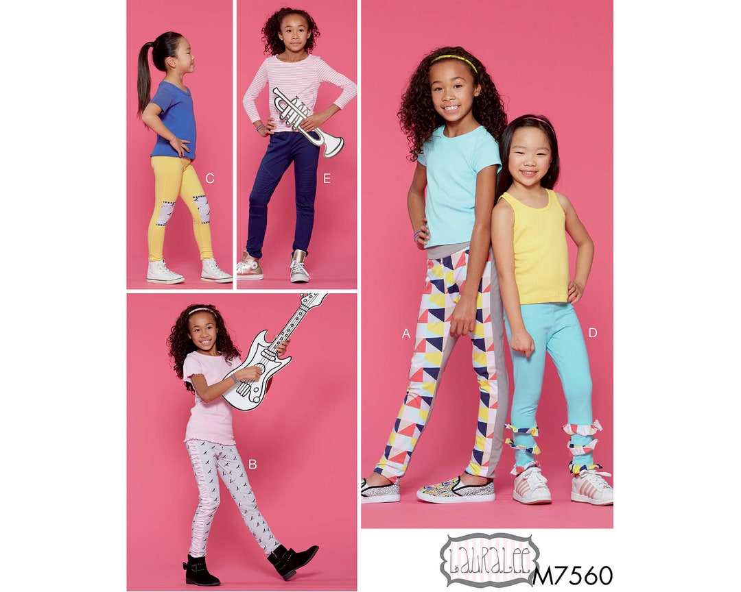 Mccall's 7560 Little Girls Leggings Ruched or Ruffle Trim Knit