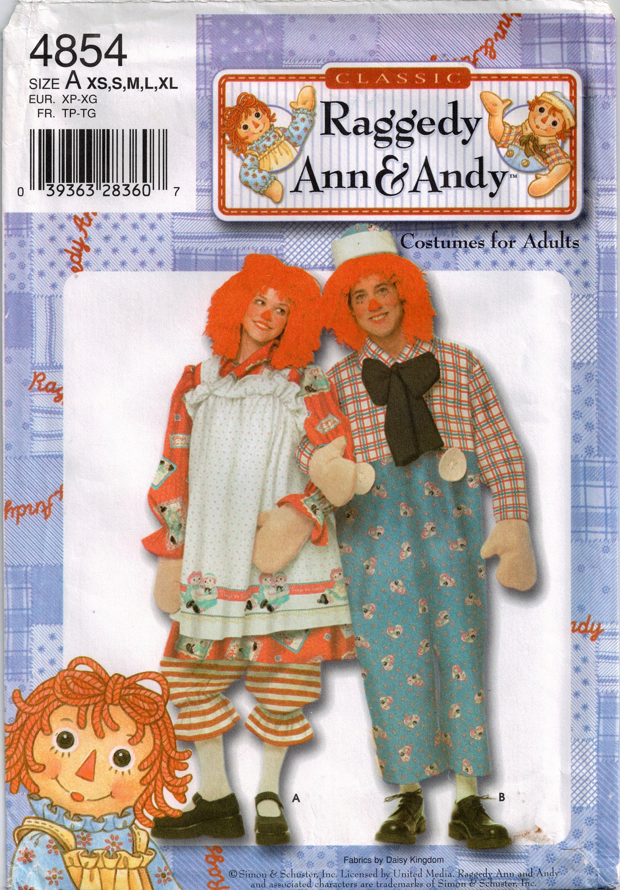 Simplicity 4854 SEWING PATTERN Adult Raggedy Ann & Andy - Etsy