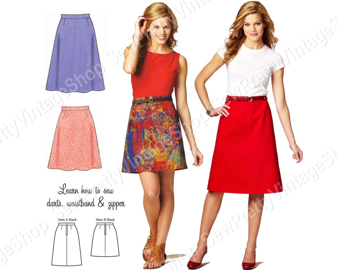 Kwik Sew 3877 Easy Aline Skirts Dart Fitted Short or Knee Length