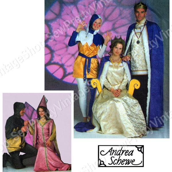 Simplicity 8286 SEWING PATTERN Medieval Costumes: king, queen, prince, princess, court jester, mens L(42-44)-XL(46-48) / misses 20-22-24-26