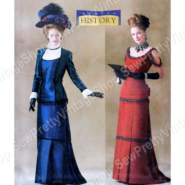 Butterick 4212 SEWING PATTERN Victorian Historical Dresses: WWI Titanic Era elegant dress and jacket Making History size 6-8-10 or 12-14-16