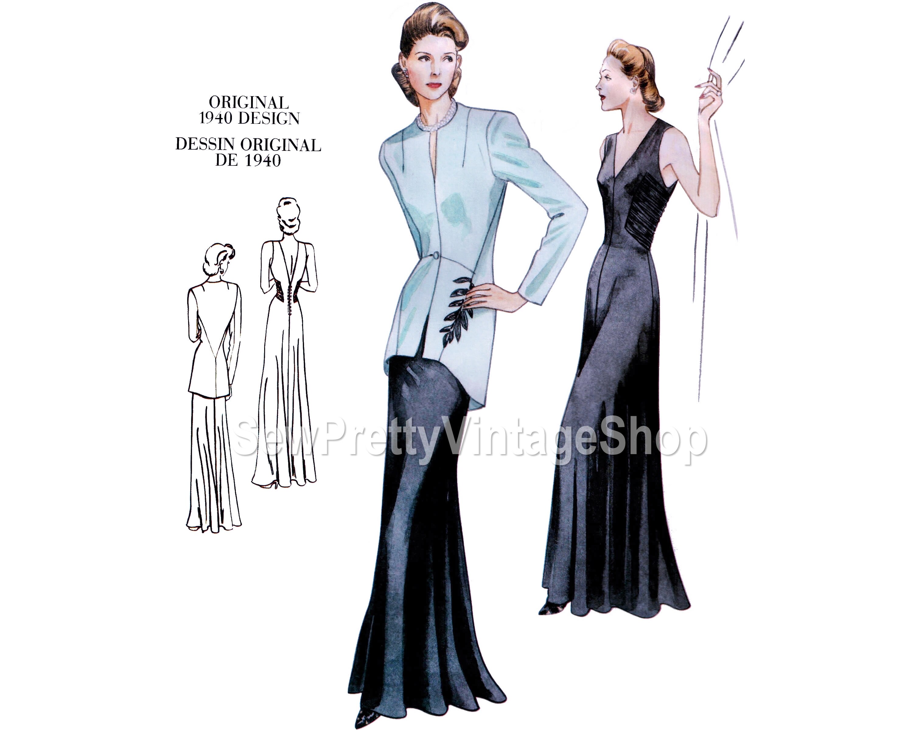 Vogue 2786 40s Elegant Evening Dress: Old Hollywood Glamour - Etsy