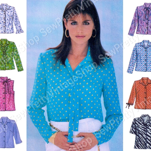 McCall's 3187 Collared Shirts: easy sewing pattern for button up shirt w/bust darts, sleeve and collar variations size 18-20-22