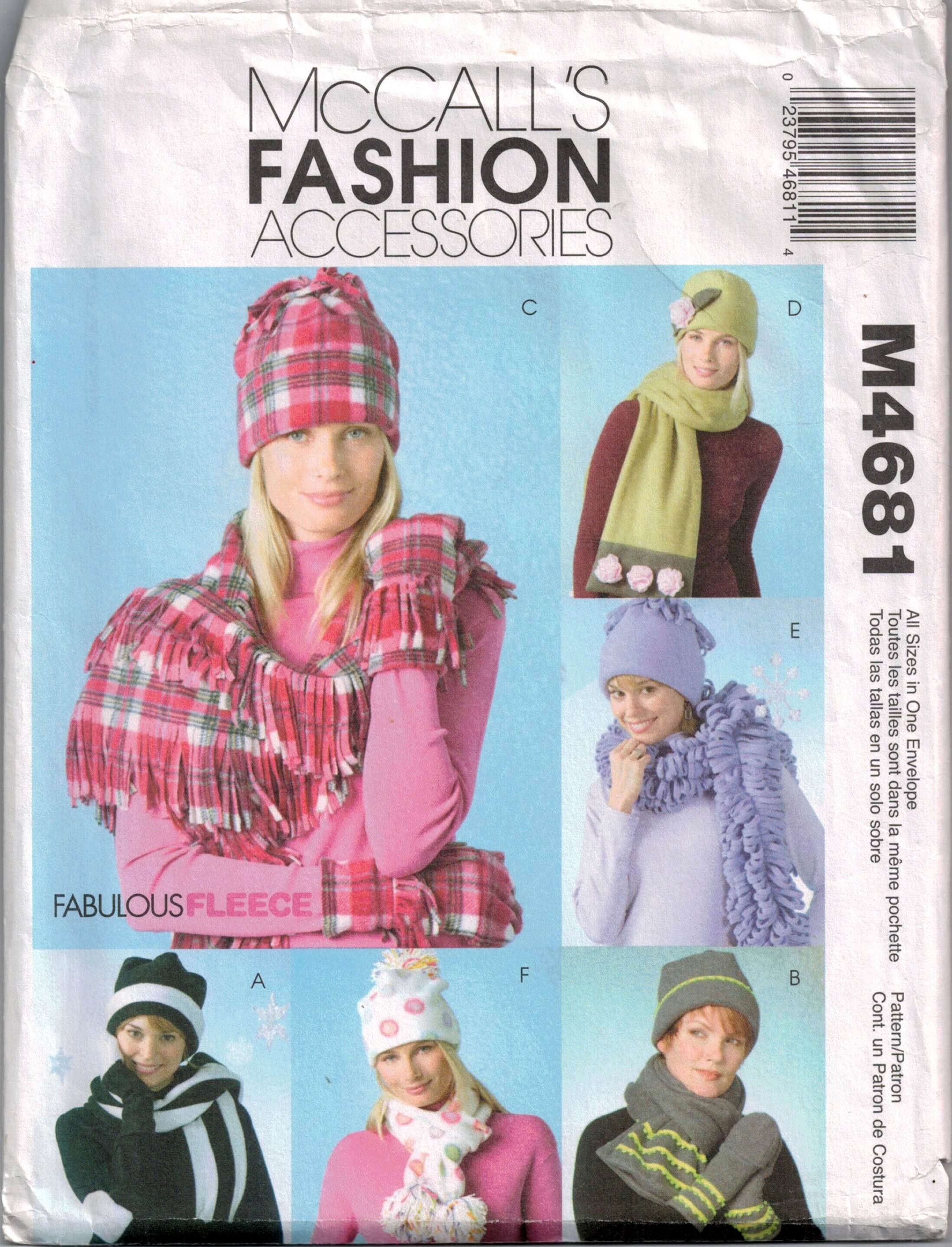 McCall's 4681 Womens Fleece Hats & Scarves: cute fringe or | Etsy