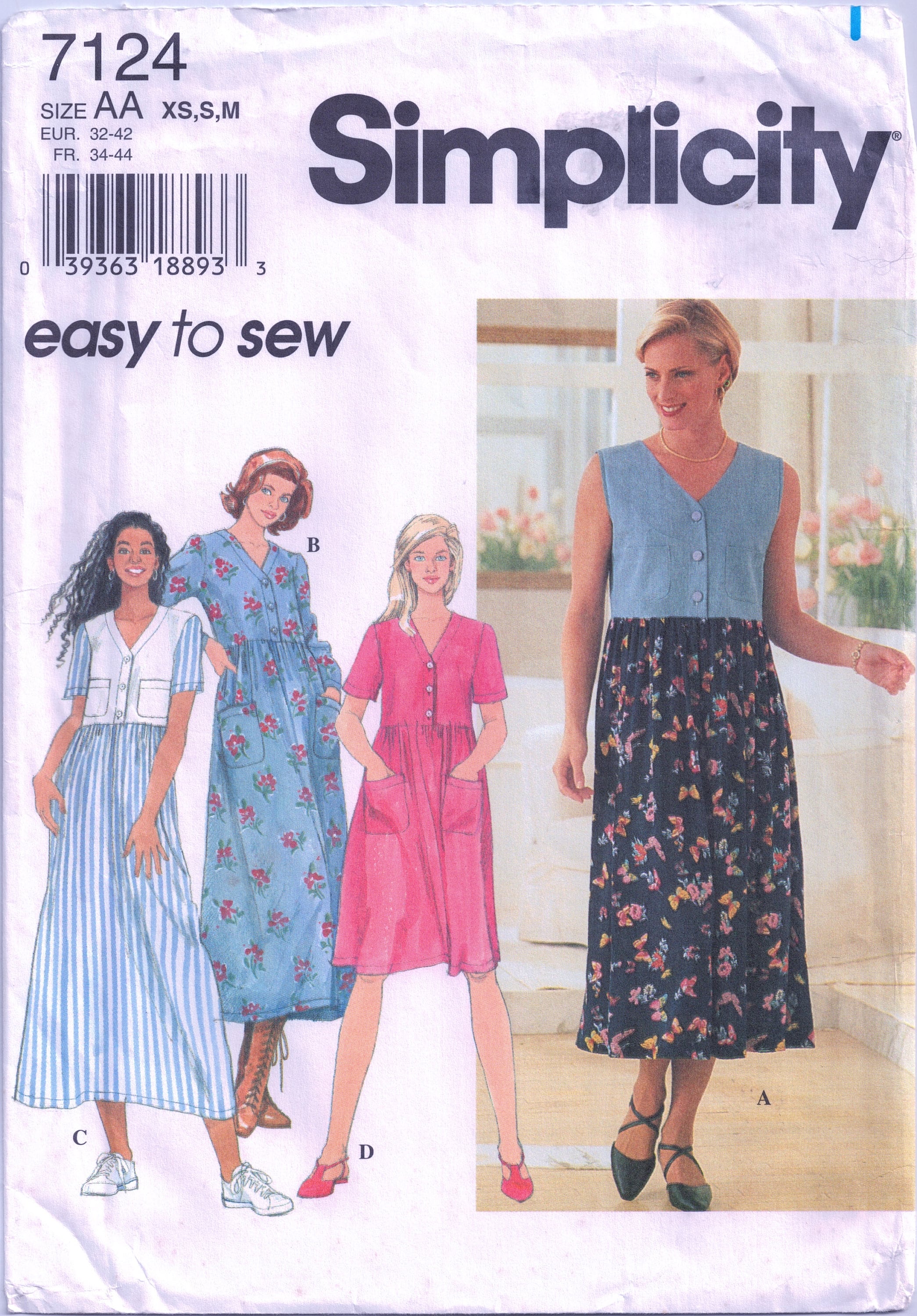 Simplicity 7124 90s Empire Waist Dresses: Modest Casual Full - Etsy