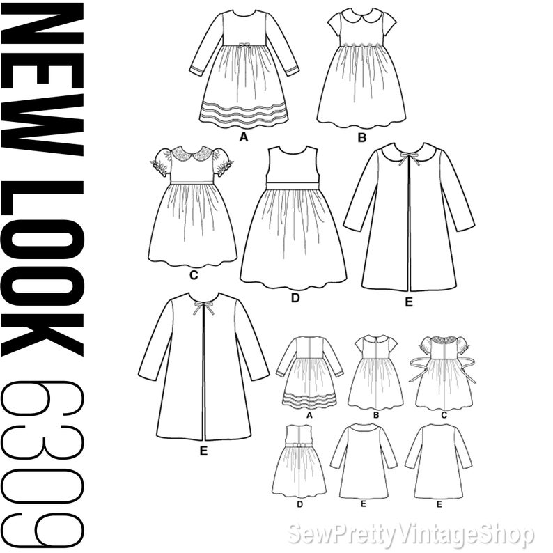 New Look 6309 90s Girls Dresses Empire Waist Peter Pan Collar Etsy