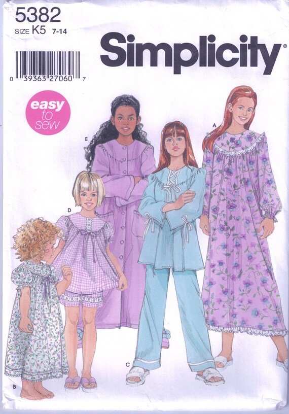 Buy Simplicity 5382 Modest Girls Sleepwear: Nightgown, Long Robe