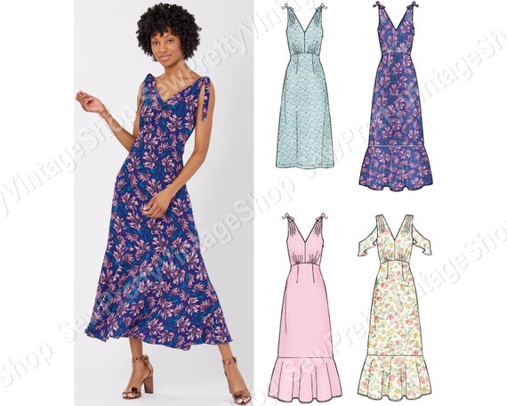New Look 6617 Summer Dresses Sleeveless Empire Waist Tie Shoulder