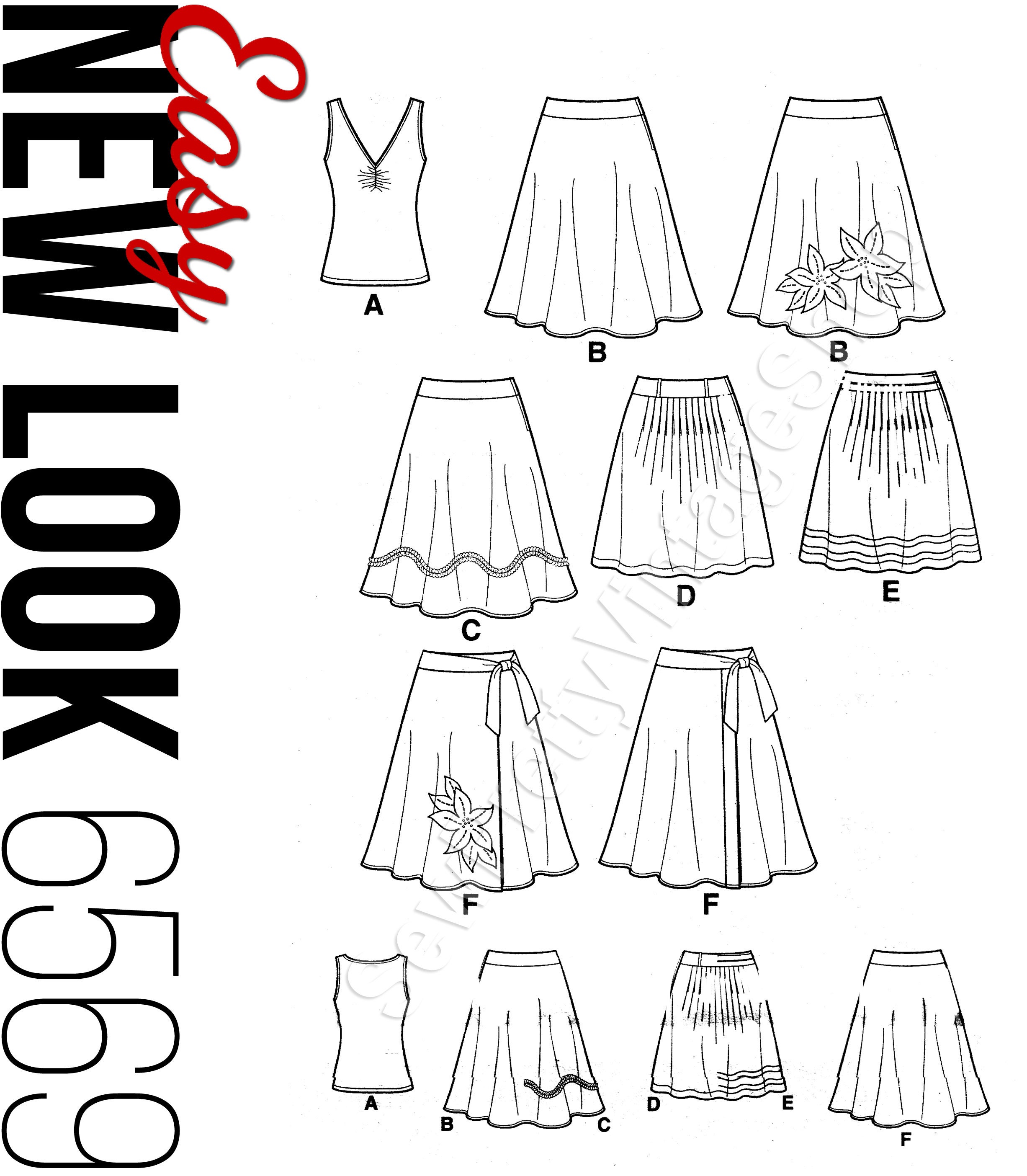 New Look 6569 Summer Skirts Tops Flared or Pleated Knee Etsy UK