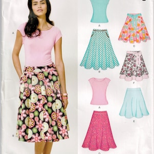 New Look 6899 Summer Skirts & Tee: Cap Sleeve Fitted Boat Neck - Etsy
