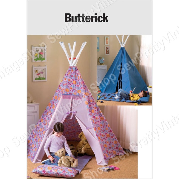 Butterick 4251 Kids Tipi Reading Nook: tepee tent and pillowed roll up travel / nap mat sewing pattern