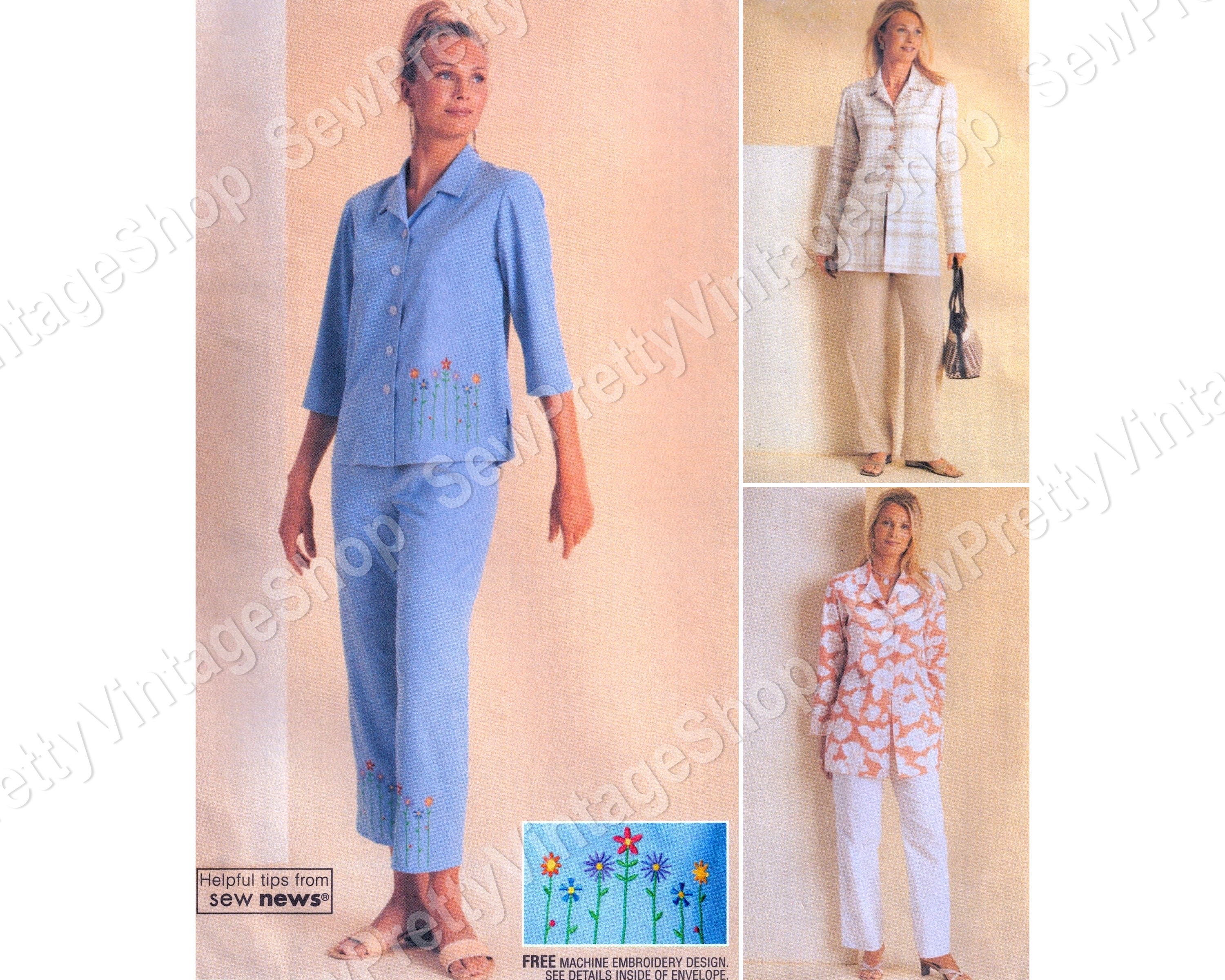 3920 UNCUT Vintage McCalls Sewing Pattern Misses Sew News Top Pants Button Front 