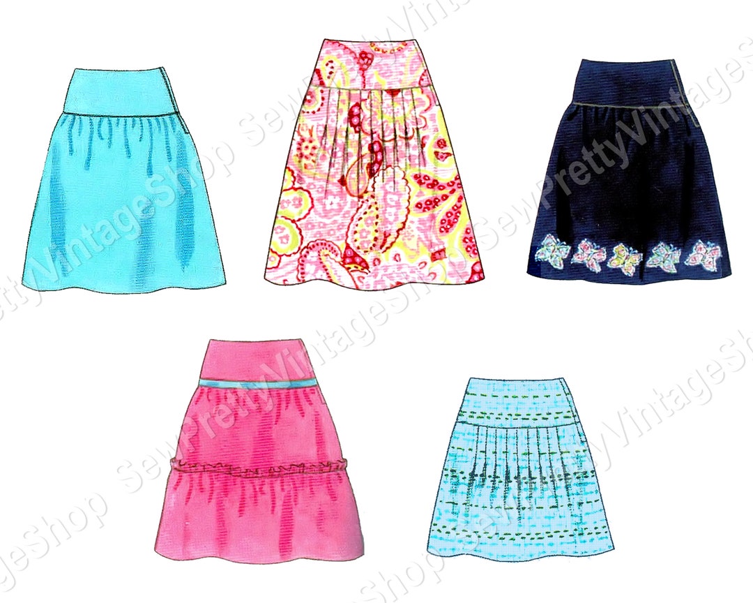 New Look 6512 Yoked Summer Skirts Knee Length Tiered or Gathered