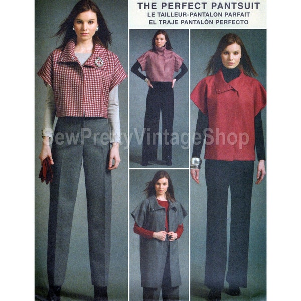 McCall's 5941 Minimalist Pantsuit: unlined kimono sleeve jacket 3 lengths, slim fitting or straight leg pants sewing pattern size 8 10 12 14