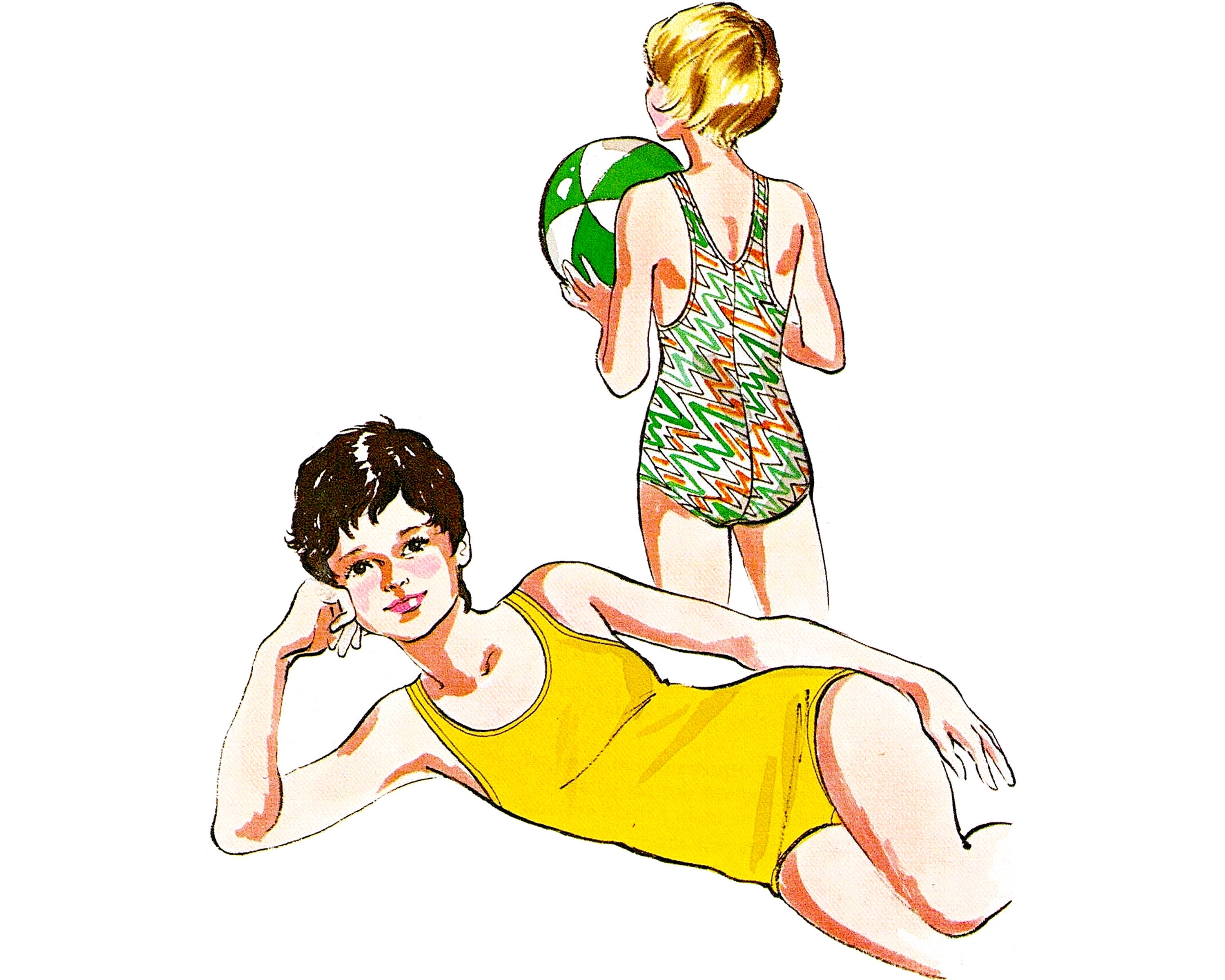 Kwik Sew 808 70s Girls Tween Swimsuits One Piece Scoop Etsy
