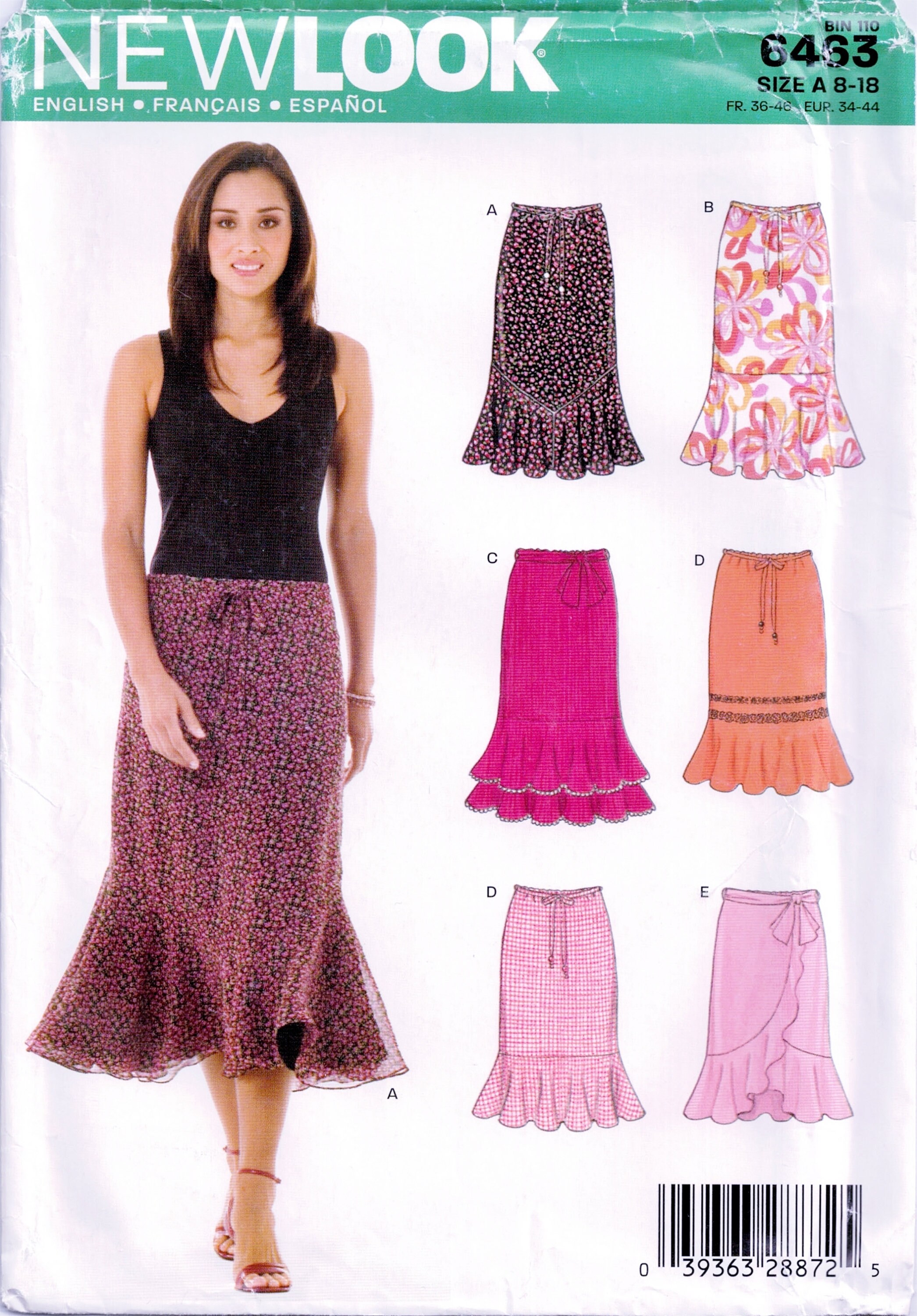 New Look 6463 Midi Skirts: Trendy Fit and Flare Wrap Ruffle - Etsy