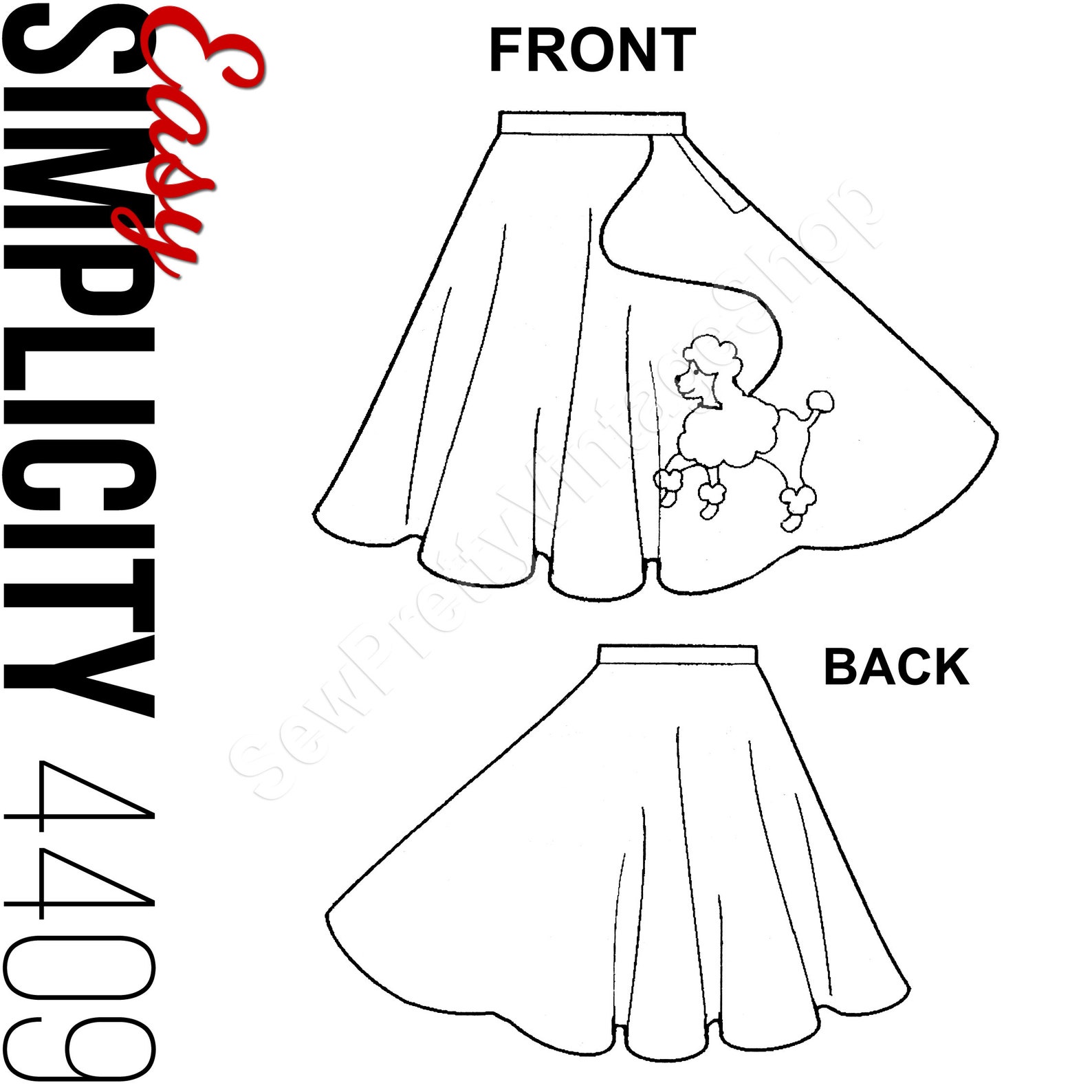 Simplicity 4409 SEWING PATTERN 50s Poodle Skirts Easy to Sew Etsy